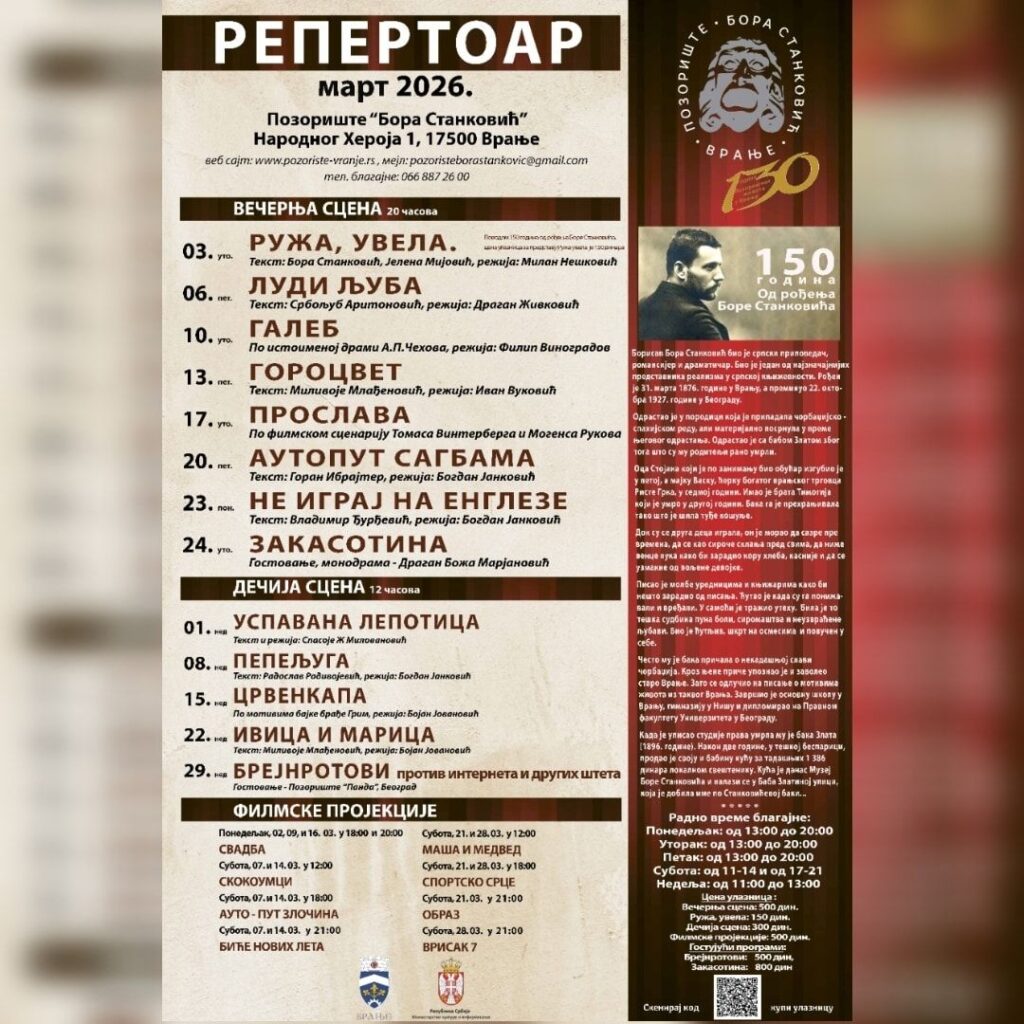 Позоришни и биоскопски репертоар